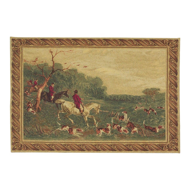 The English Hunt Loom Woven Tapestry - 92 X 136 Cm (3'0" X 4'6") - Requires Rod Size 4 For Sale