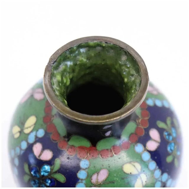 Small Japanese Meiji Cloisonee Enamel and Copper Baluster Bud Vase For Sale - Image 4 of 5