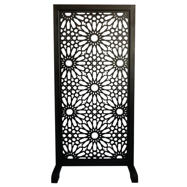 Vintage Large Moroccan Wood Ebony Panel For Sale