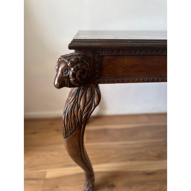 Early 20th Century Walnut Writing Desk With Ram’s Head Carvings For Sale - Image 11 of 11