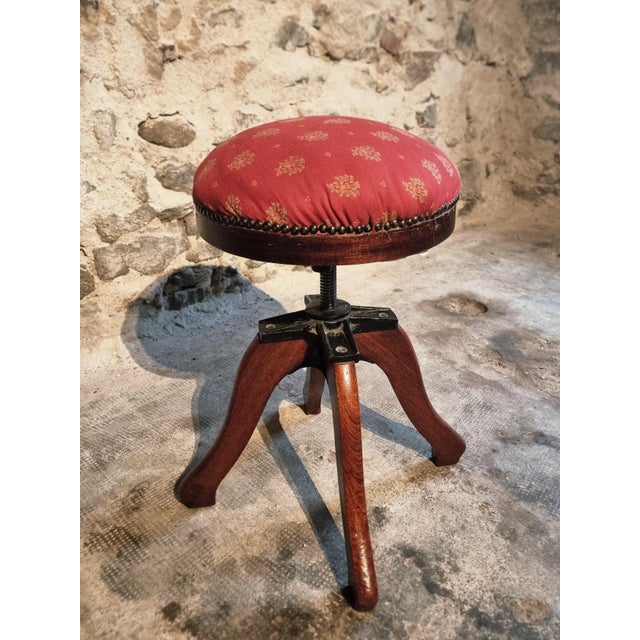 Antique Adjustable Piano Stool in Mahogany, 1890s For Sale - Image 9 of 13