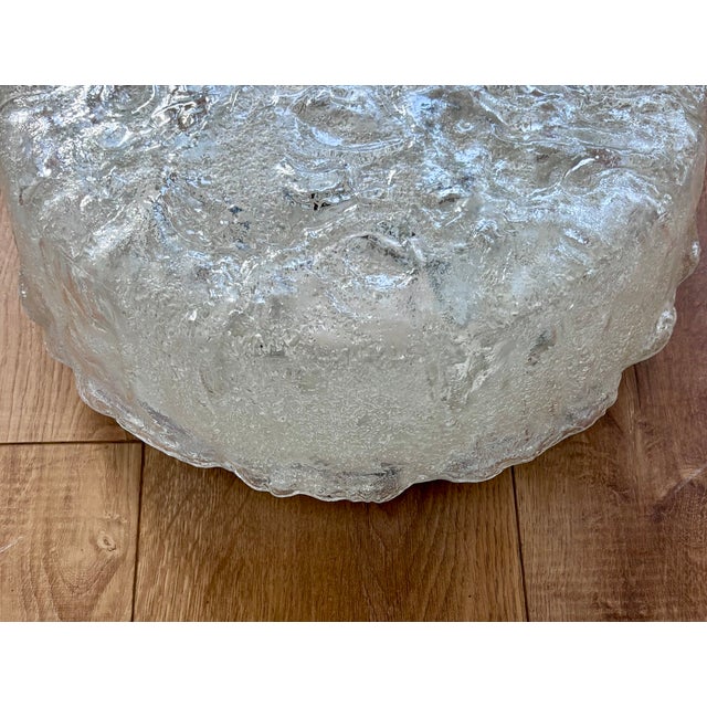 Large Mid-Century Modern Ice Glass Ceiling Lamp from Glashütte Limburg, 1960s For Sale - Image 4 of 10