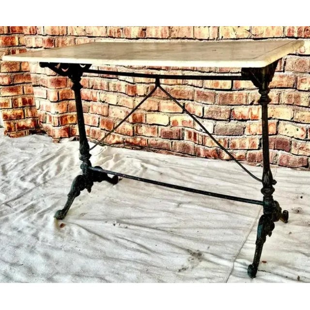 French Cast Iron Marble-Top Bistro Table For Sale In Tampa - Image 6 of 9