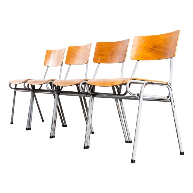 Vintage English Stacking Dining Chairs, 1950s, Set of 4 For Sale