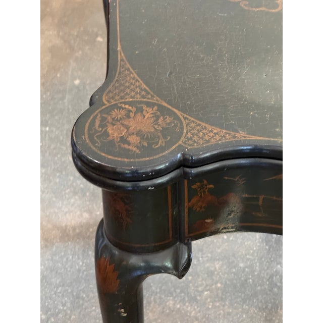 19th Century English Green Lacquer Chinoiserie Flip-Top Game Table For Sale - Image 4 of 18