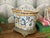 Vintage Porcelain Crackle Glaze Floral Jardinière Brass Ormolu-Style Footed Cachepot Planter Vase For Sale In Los Angeles - Image 6 of 17