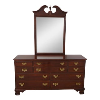 Ethan Allen Georgian Court Cherry Dresser W. Mirror For Sale