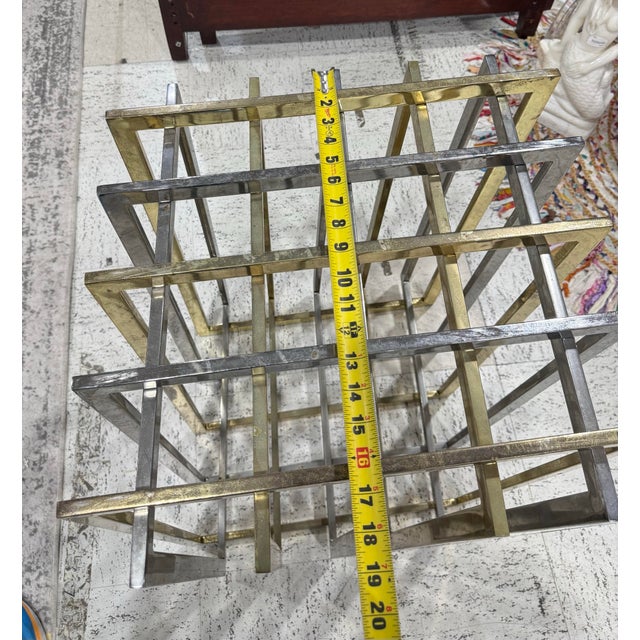 1970s Pierre Cardin Chrome and Brass Cage Dining Table Base France For Sale In Atlanta - Image 6 of 8