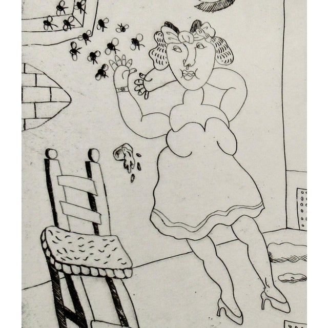 Figurative Jose Esteban Martinez Woman In Interior C. 1990 Original Print For Sale - Image 3 of 6