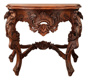 Antique 19th C. Carved Walnut Rococo Revival Console Table
