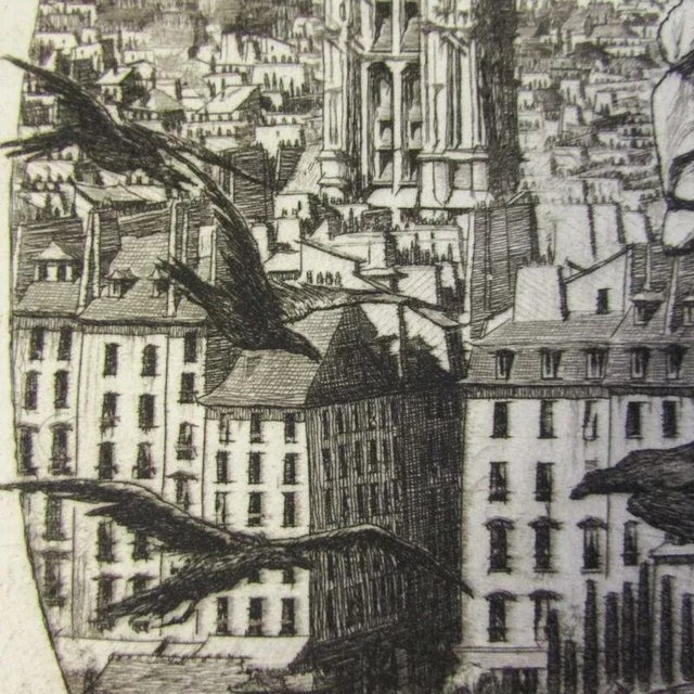 Paper Charles Meryon Le Stryge the Vampire Etching 1853 Paris Notre Dame Cathedral For Sale - Image 7 of 12