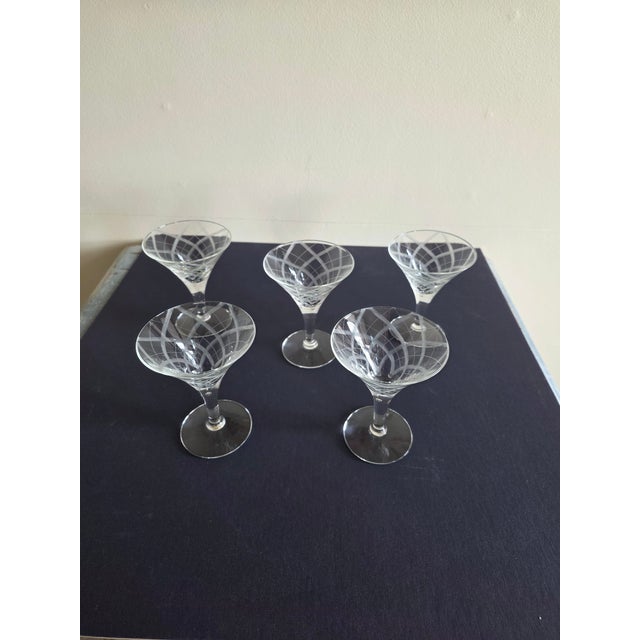 Transparent Five Art Deco Cocktail Glasses For Sale - Image 8 of 10