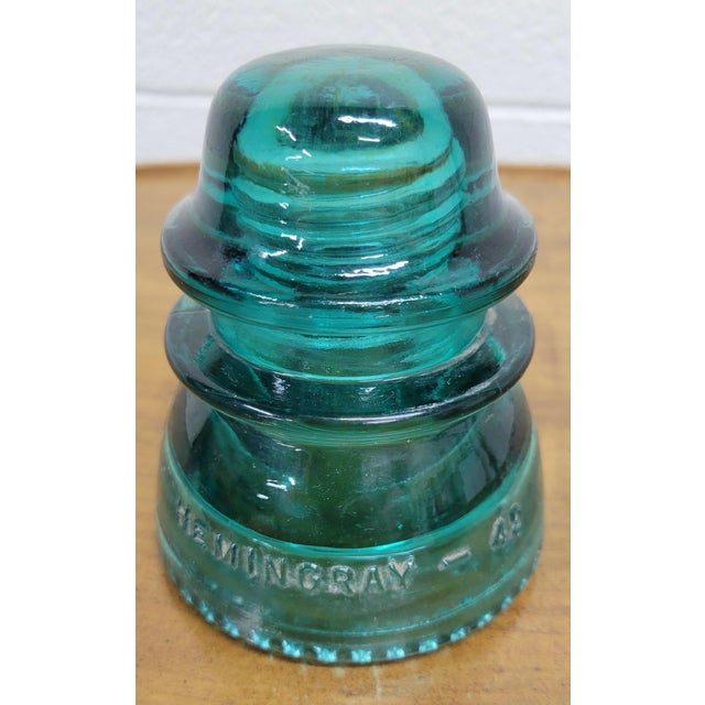 Traditional Vintage Hemingray 42 Aqua or Teal Glass Insulator For Sale - Image 3 of 10