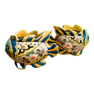 Pair of 1980s Happy Fish Vintage Italian Planters For Sale