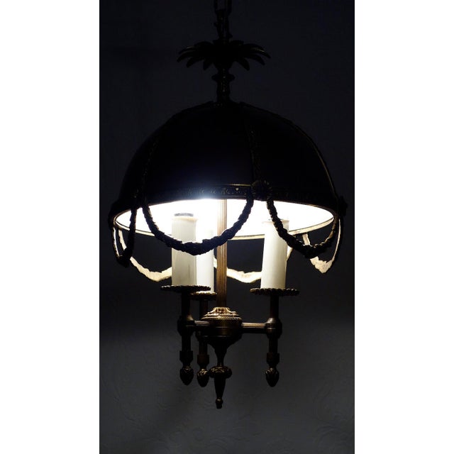 Vintage French Bouilette Brass and Metal Shade Chandelier, 1940s, in Very Good conditions. Designed 1920 to 1949 I have...