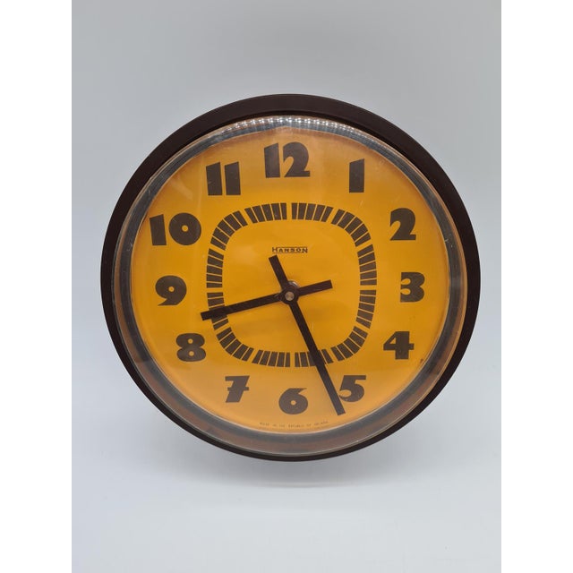 1970s Space Age Style Wall Clock with Orange Dial from Hanson, Ireland, 1970s-1980s For Sale - Image 5 of 11