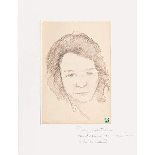 Portrait is an original drawing in pencil on paper realized by Pierre Guastalla (1891-1968) With the monogram of the...