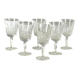 1980s Waterford, Crystal of Ireland, Lismore, 7 Inch High, 6 Ounce Wines - Set of Six For Sale