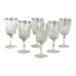 1980s Waterford, Crystal of Ireland, Lismore, 7 Inch High, 6 Ounce Wines - Set of Six