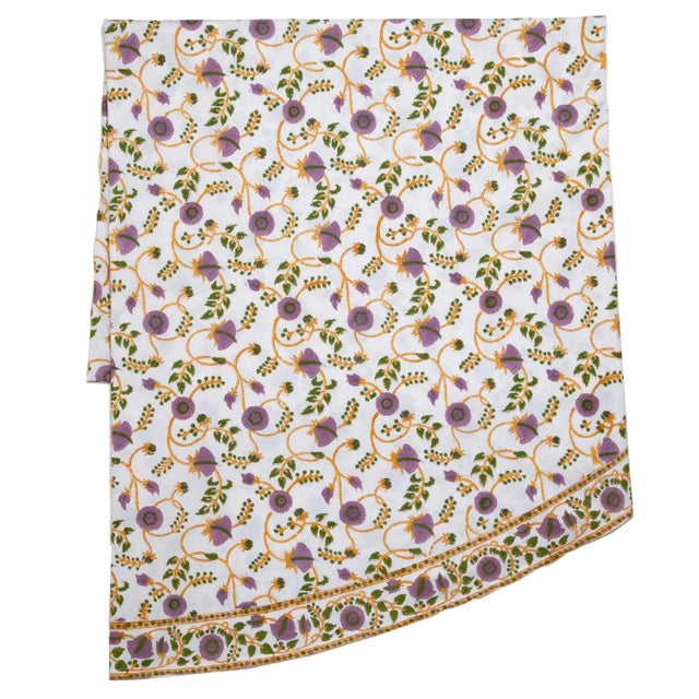 Gina Lilac & Green Round Tablecloth, 90-Inch For Sale - Image 4 of 4
