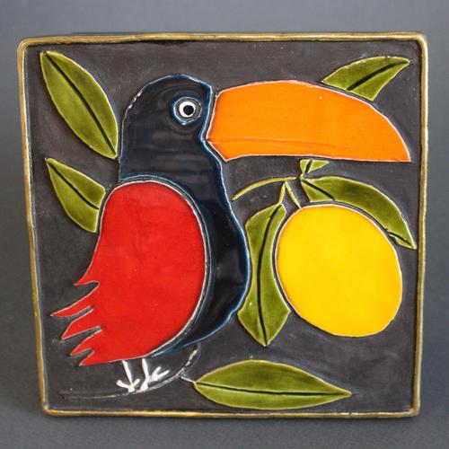 Vintage French Jewellery Box with Enamel Lid and Toucan Motif by Mithé Espelt, 1960s For Sale - Image 15 of 16