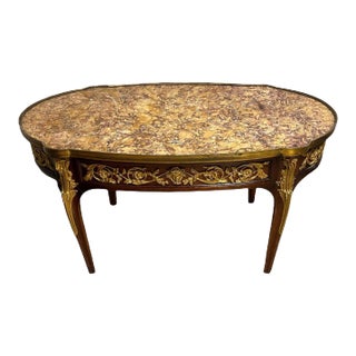 French Louis XVI Style Gilt Bronze Mounted Coffee Table For Sale