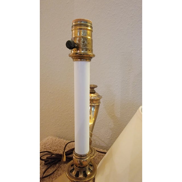 Vintage Mid-Century Stiffel Attributed Brass Powder Horn Table Lamp For Sale - Image 10 of 12