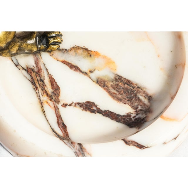 Incredible Art Deco Antique Bronze Panther Marble Catchall Art Sculpture Statue For Sale In New York - Image 6 of 15