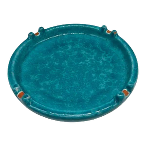 Large Mid-Century Aldo Londi Style Itailian Turqoise Glazed Pottery Ashtray