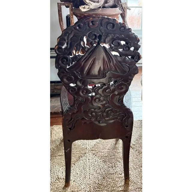 Antique Chinese Rosewood Carved Chair With Birds and Flower Design For Sale In New York - Image 6 of 10