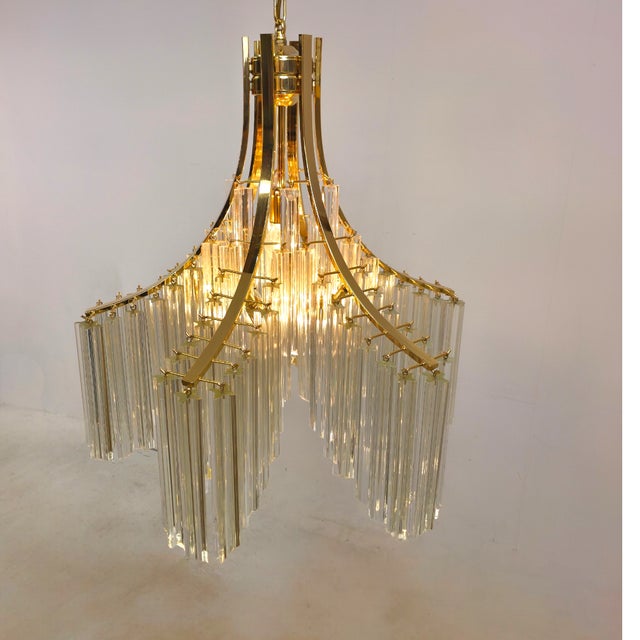 1970s Mid-Century Murano Glass Waterfall Chandelier from Venini, 1970s For Sale - Image 5 of 9
