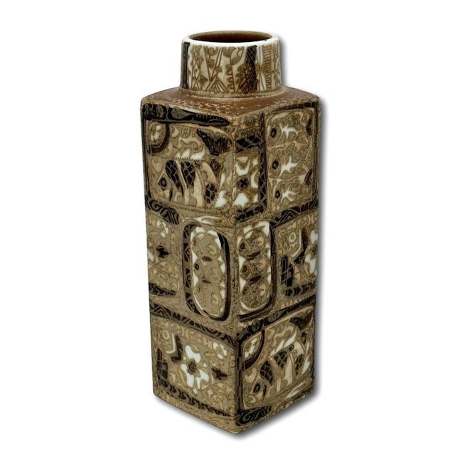 Vintage Mid Century Royal Copenhagen Denmark Nils Thorsson Baca Design Ceramic Vase - 11 Inches Tall For Sale - Image 9 of 12