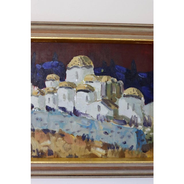 Modern Tage Garvik, Town, 1950s, Oil on Canvas, Framed For Sale - Image 3 of 11