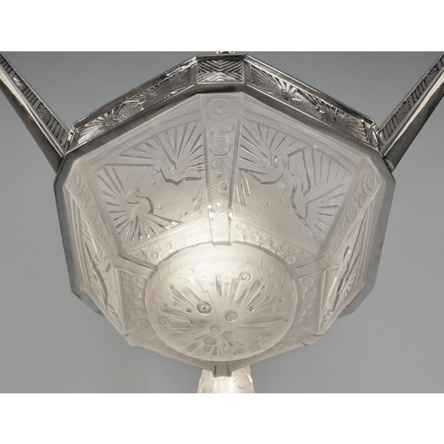 Silver French Art Deco Chandelier by Ravaud & Muller Freres 1930 France For Sale - Image 8 of 15