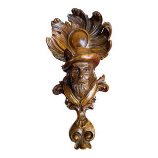 Antique French Wall Hanging Plaque Breton Brittany Carved Walnut C1890 For Sale