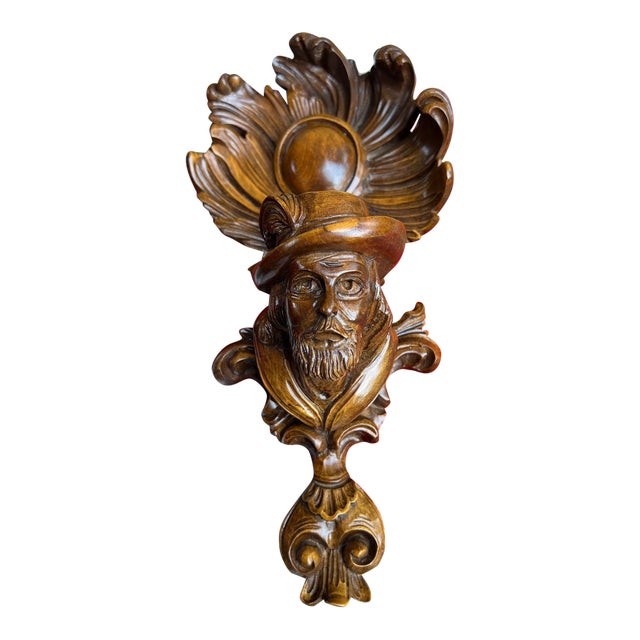 Antique French Wall Hanging Plaque Breton Brittany Carved Walnut C1890 For Sale