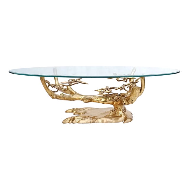 Brass Bonsai Coffee Table attributed to Willy Daro, 1970s For Sale
