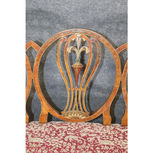 Adams Painted Decorated Triple Oval Back Settee Circa 1910 For Sale In Philadelphia - Image 6 of 12