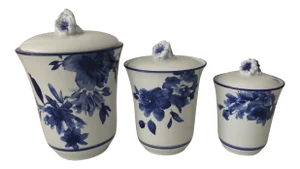 Vintage Asian Style Peony Canisters - Set of 3