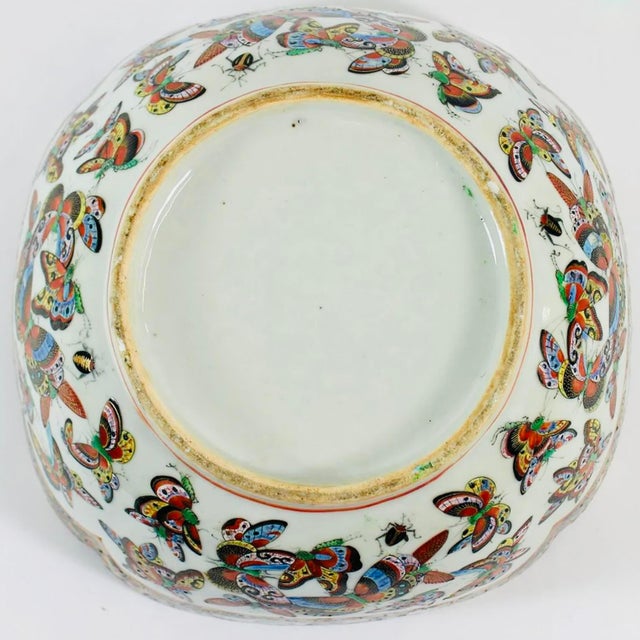 Chinese Export "Thousand Butterfly” Pattern Cut Corner Porcelain Bowl, 19th Century For Sale - Image 4 of 11