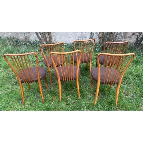 Wood Vintage Wooden Chairs in the style of Charles Ramos, 1950s, Set of 6 For Sale - Image 7 of 9