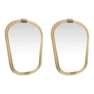 Murano Glass Wall Mirror With “Torciglione” Torchon Detailing, Barovier-Inspired For Sale