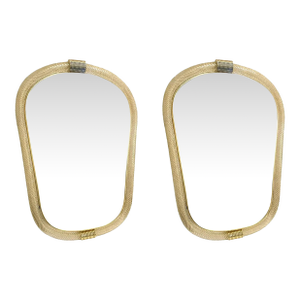 Murano Glass Wall Mirror With “Torciglione” Torchon Detailing, Barovier-Inspired