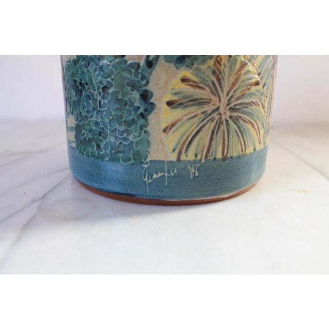 Ceramic Vintage Signed Studio Art Pottery Kitchen Utensil Holder For Sale - Image 7 of 9