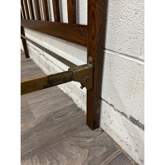 Brown Antique Full Size Northwestern MFG Co Arts & Crafts Mission Tiger Oak Bed For Sale - Image 8 of 18