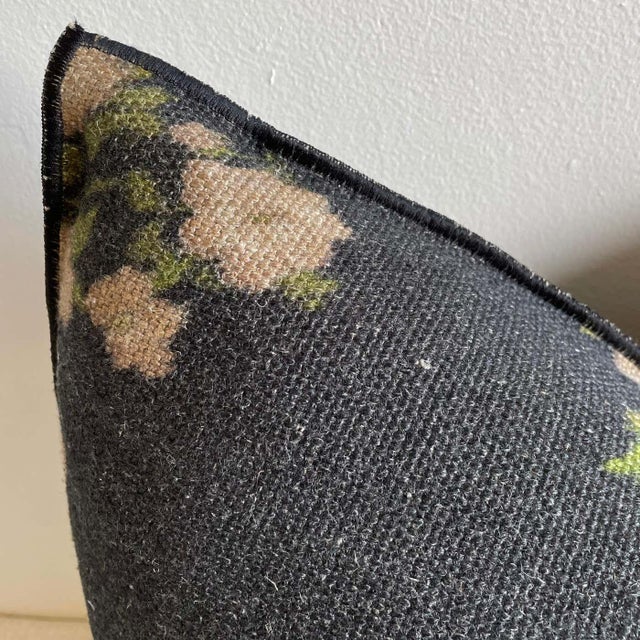Mid-Century Modern Wabi Sabi French Linen Roses Euro Pillow With Insert For Sale - Image 3 of 6