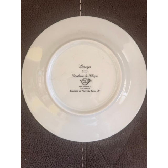 French Limoges "Pomme to Pepins" Dessert Plates For Sale - Image 3 of 4