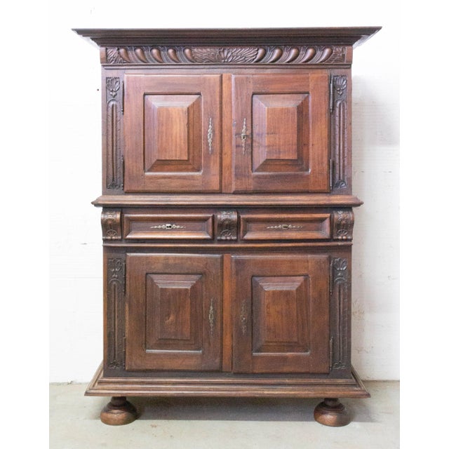 Spanish Gothic Revival Oak 2-Piece Buffet Cabinet, Late 19th Century For Sale - Image 14 of 14