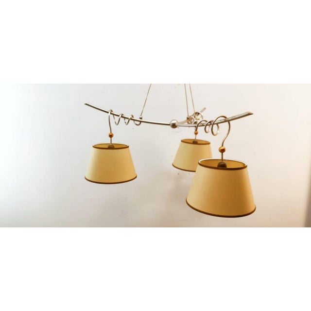 Metal and Parchment Suspension Light For Sale - Image 14 of 18