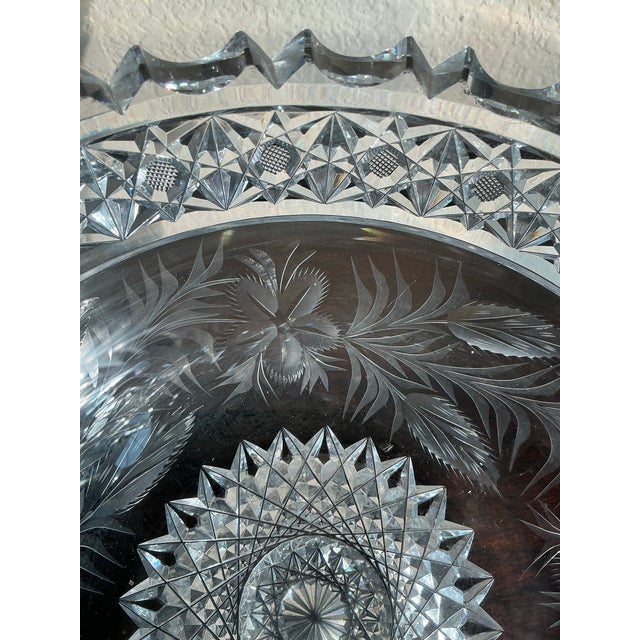Vintage American Brilliant Cut Glass Crystal Bowl With Sawtooth Rim For Sale - Image 9 of 12